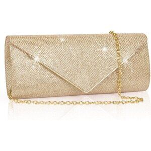 🆕Women Gold Clutch Purses Sparkling Envelope Evening Bag with Detachable Chain